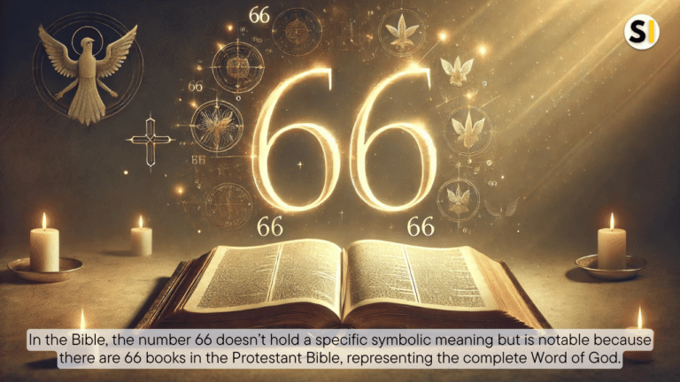 An open Bible illuminated by warm light with the number "66" glowing in golden digits above it. Subtle religious symbols such as a cross and rays of light surround the scene, creating a calm and contemplative atmosphere, perfect for a biblical discussion.