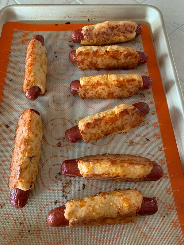 Keto Cheddar-Wrapped Hot Dogs