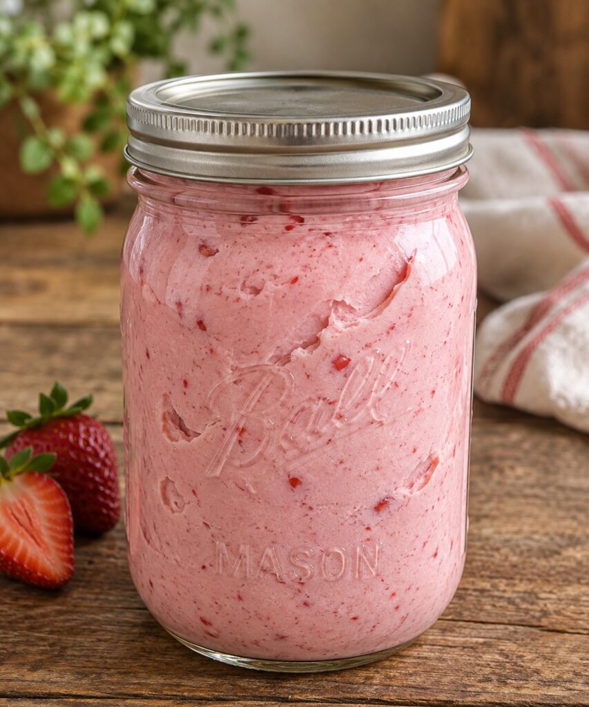 Homemade Strawberry Cream Ice Cream in a Jar Recipe